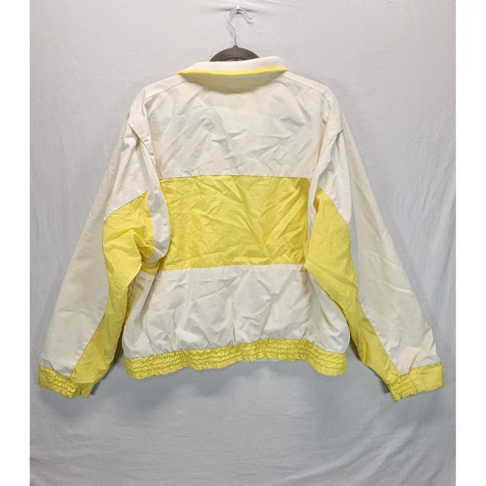 Vintage J.B. Scott Windbreaker Jacket Yellow White Full Zip USA Large‎ Retro